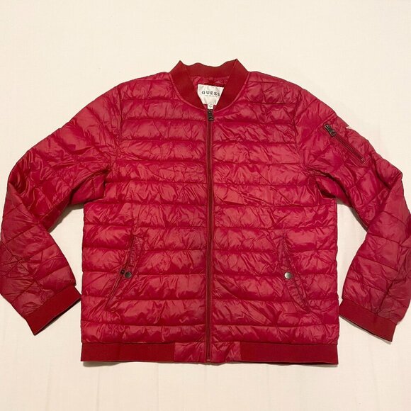 Guess Mens Bomber Jacket Red Size XL - Picture 1 of 16